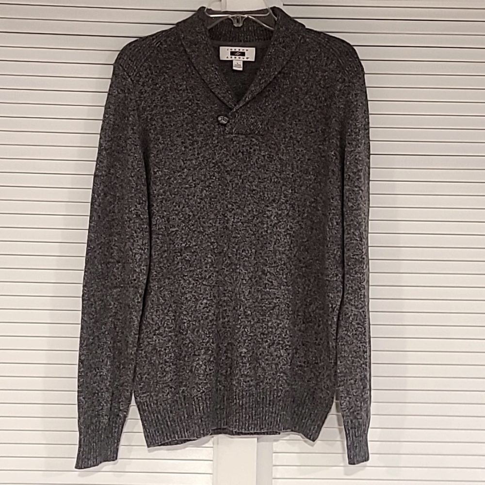 Joseph Abboud Wool Blend Shawl Collar Pullover Sweater. Size Large.  Gray